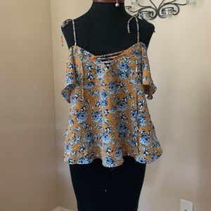 Lace front floral blouse